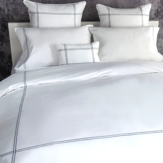 Hilton Duo Bedding pieces with PEWTER embroidery Old Europe Duvet Company