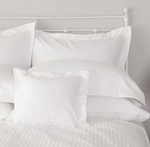 Camille Woven 1/2" Self Stripe Duvet Covers, pillow cases and fitted sheets - WHITE