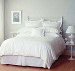 Camille Woven 1/2" Self Stripe Duvet Covers, pillow cases and fitted sheets - WHITE